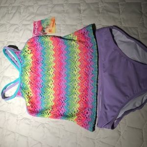 12 GIrls 2-Piece Bathing suit Colorful - Brand New